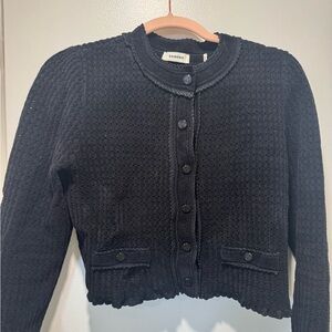 Sandro velvet ruffle cardigan size 2 (M)